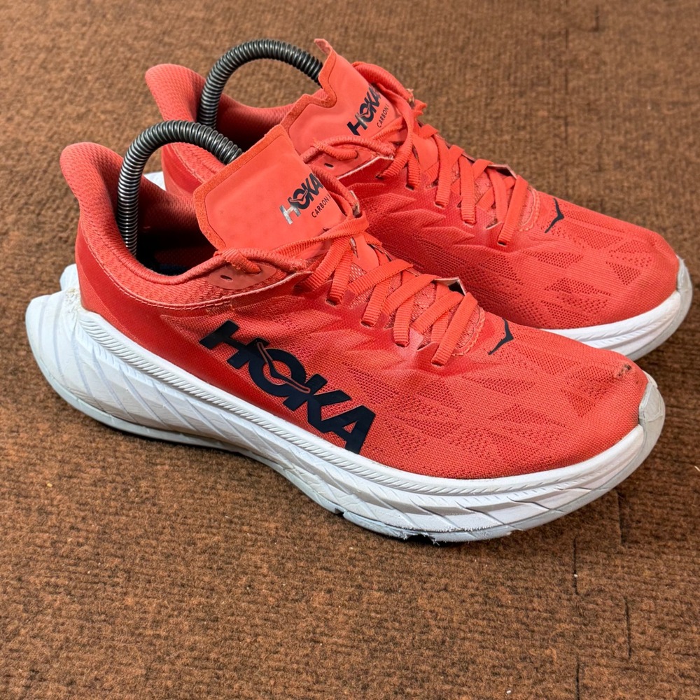 Hoka One One Carbon X 2 Hot Coral Black Running Shoes Womens 8 1113527 HCBI